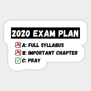 2020 Exam Plan Sticker